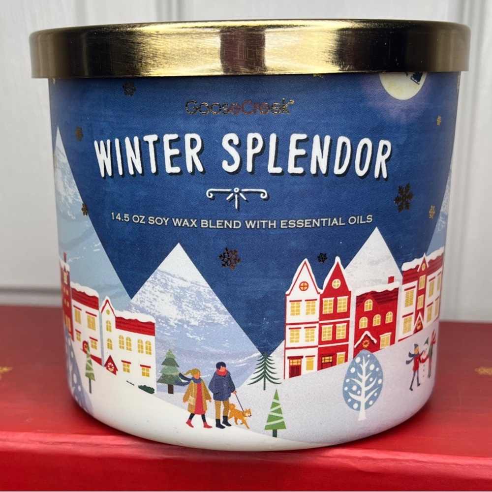 Goose Creek Winter Splendor Candle - Blue and Gold
